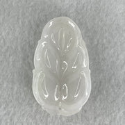 Type A White Jadeite Leaf Pendant 9.78g 40.5 by 23.9 by 6.3mm - Huangs Jadeite and Jewelry Pte Ltd