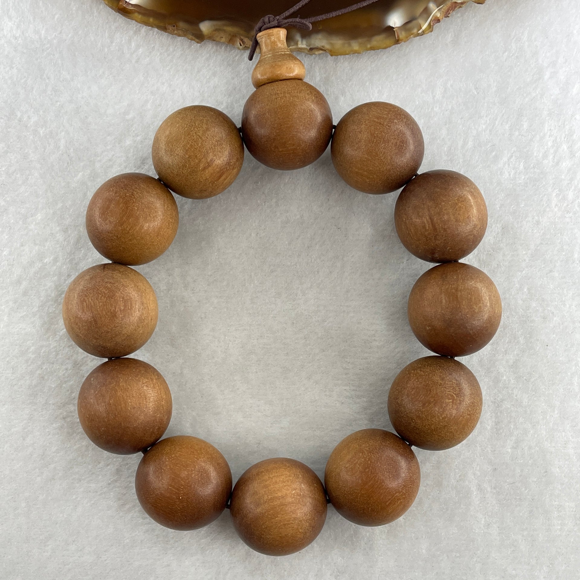Certified Natural Sandalwood Beads Bracelet 52.14g 18cm 19.8mm 12Beads - Huangs Jadeite and Jewelry Pte Ltd