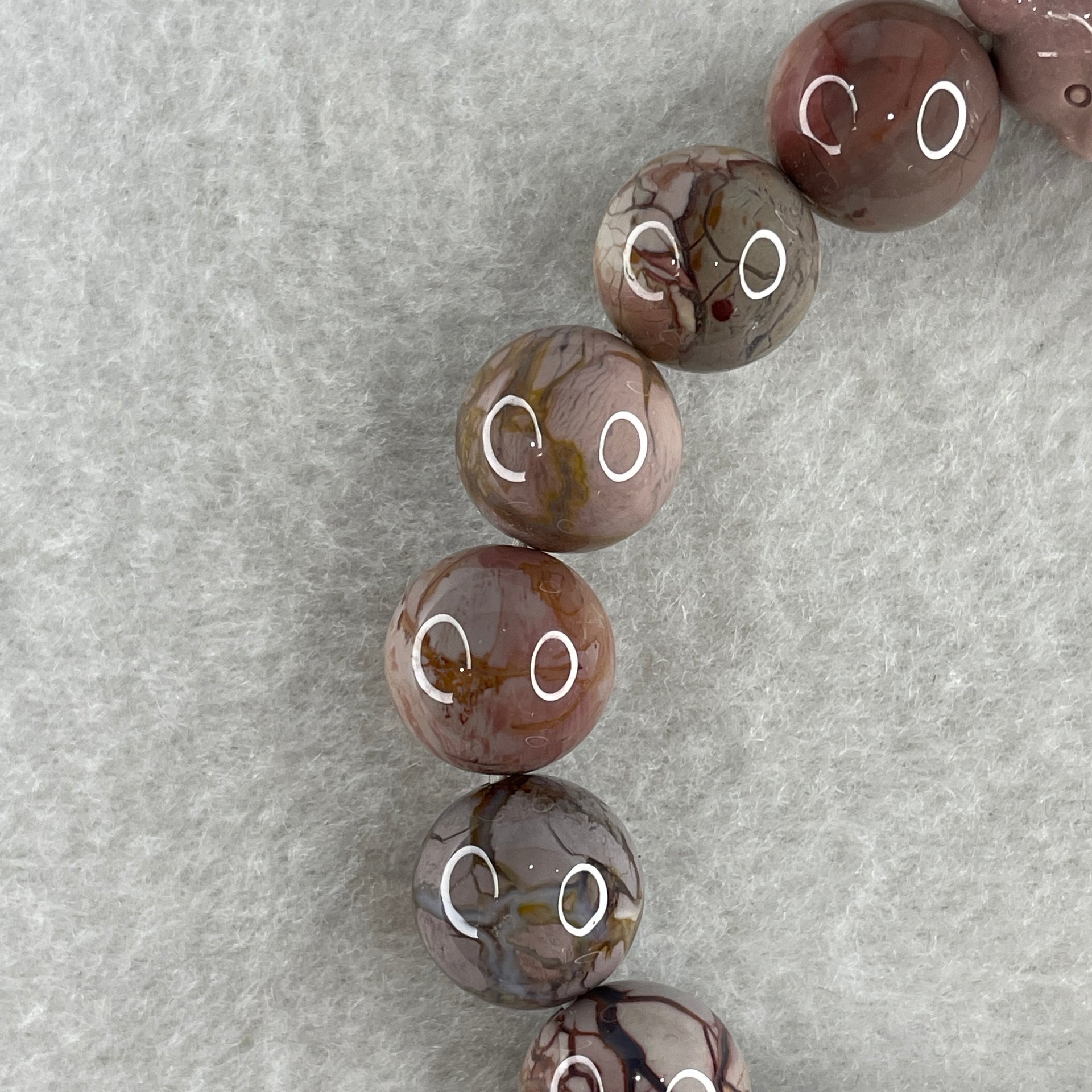 Natural Alashan Agate Greyish Pink Beads with Rat Charm Bracelet 39.00g 16.5cm 11.8mm 16Beads - Huangs Jadeite and Jewelry Pte Ltd