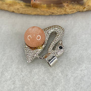 Natural Sunstone Bead with Crystals in S925 Sliver Swan Charm 3.27g 7.7mm - Huangs Jadeite and Jewelry Pte Ltd