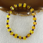 Natural Yellow Amber Square Shape with Cognac Amber Round Shape Bracelet 4.10g 16cm 6.6mm 21 Beads - Huangs Jadeite and Jewelry Pte Ltd