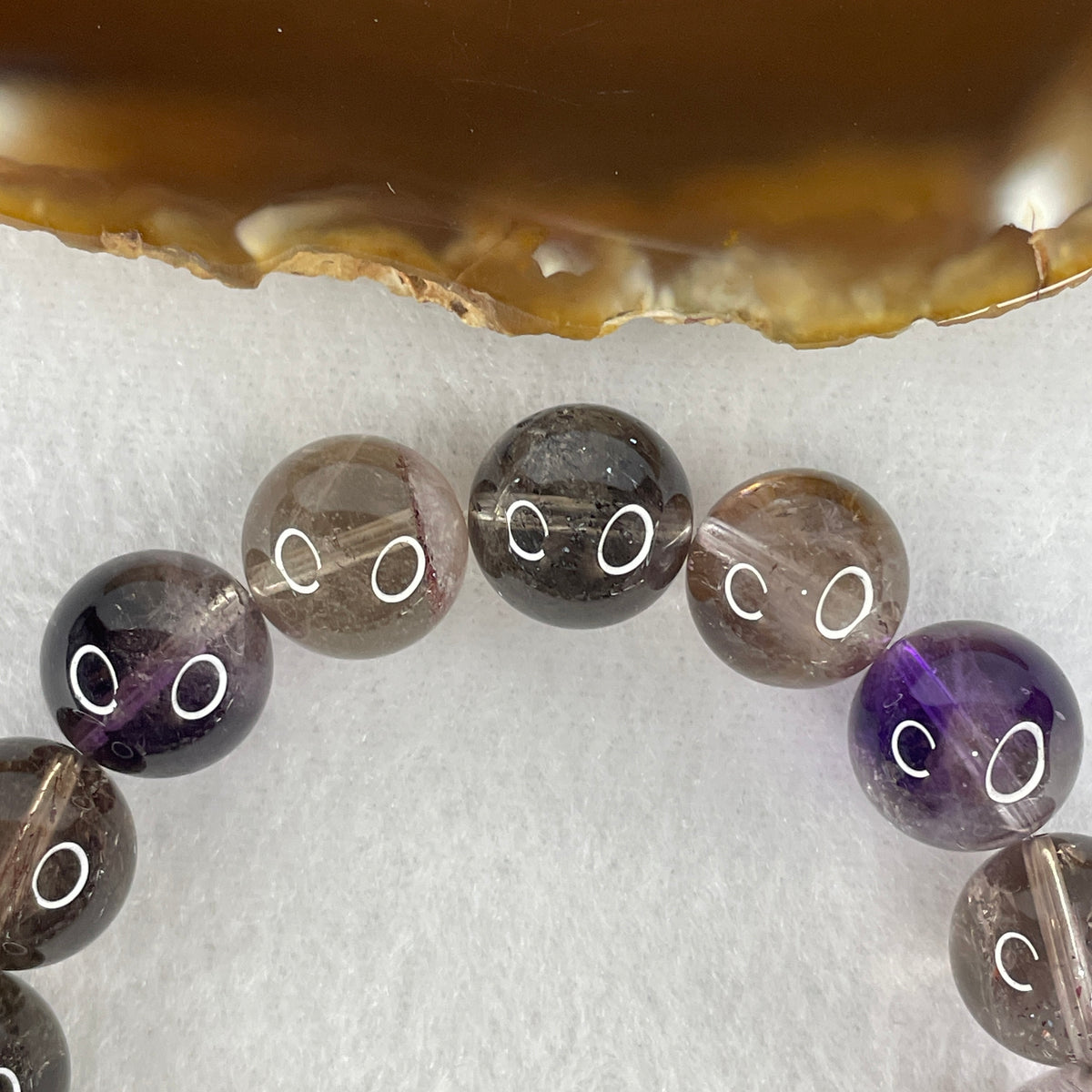 Certified Good Grade Natural Black Super 7 Crystal Beads Bracelet | 17.5cm Strand of 17 Beads 12.8mm (48.26g | Root Grounding, Manifestation & Aura Shield)