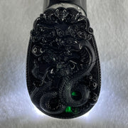 Type A Opaque to Partial Translucent Black Omphacite Jadeite Snake Pendant 24.70g 59.7 by 40.1 by 8.5mm - Huangs Jadeite and Jewelry Pte Ltd