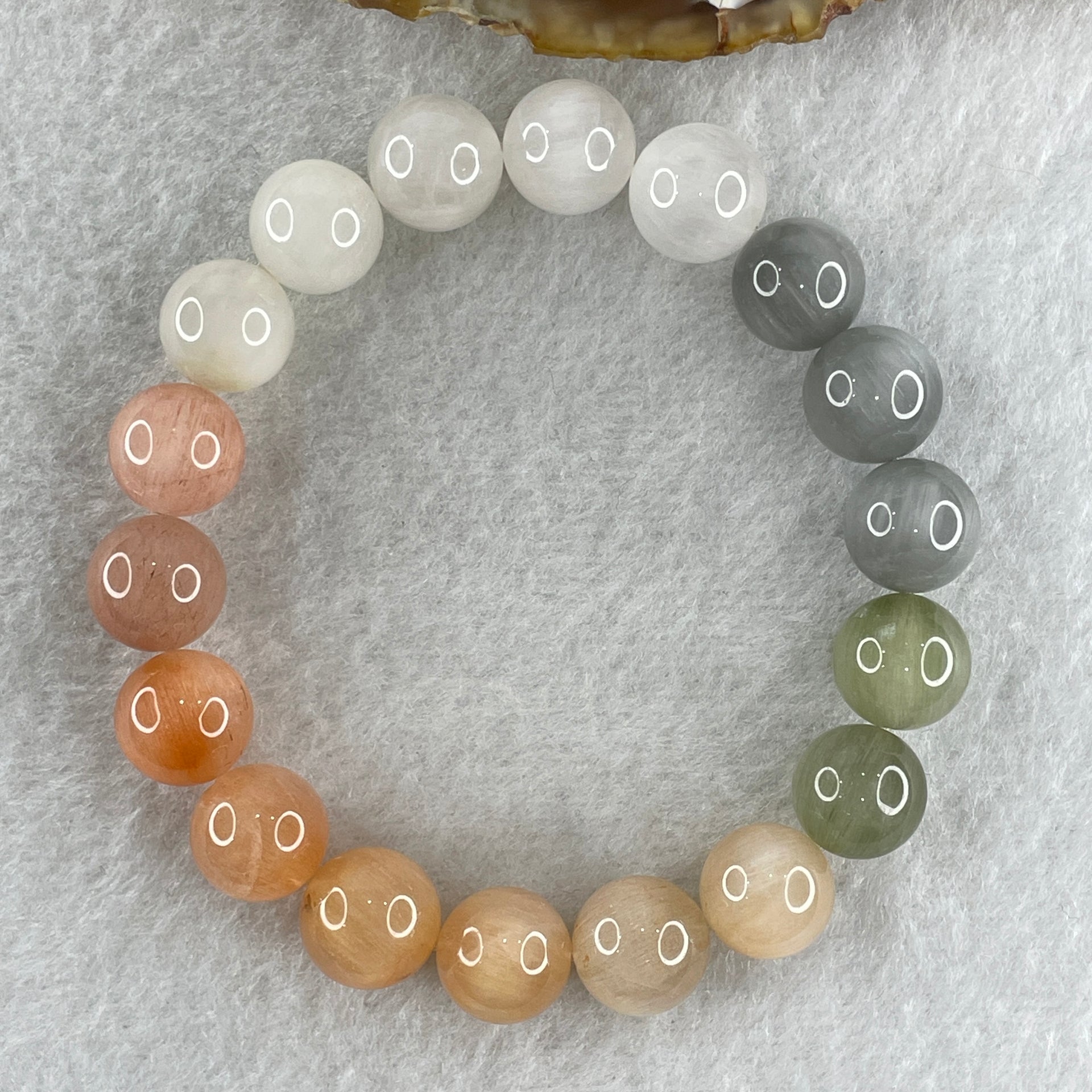 Certified Natural Good Grade Muti Color Rabbit Hair Rutilated Quartz Beads Bracelet 34.103g 16cm 11.3mm 18Beads - Huangs Jadeite and Jewelry Pte Ltd