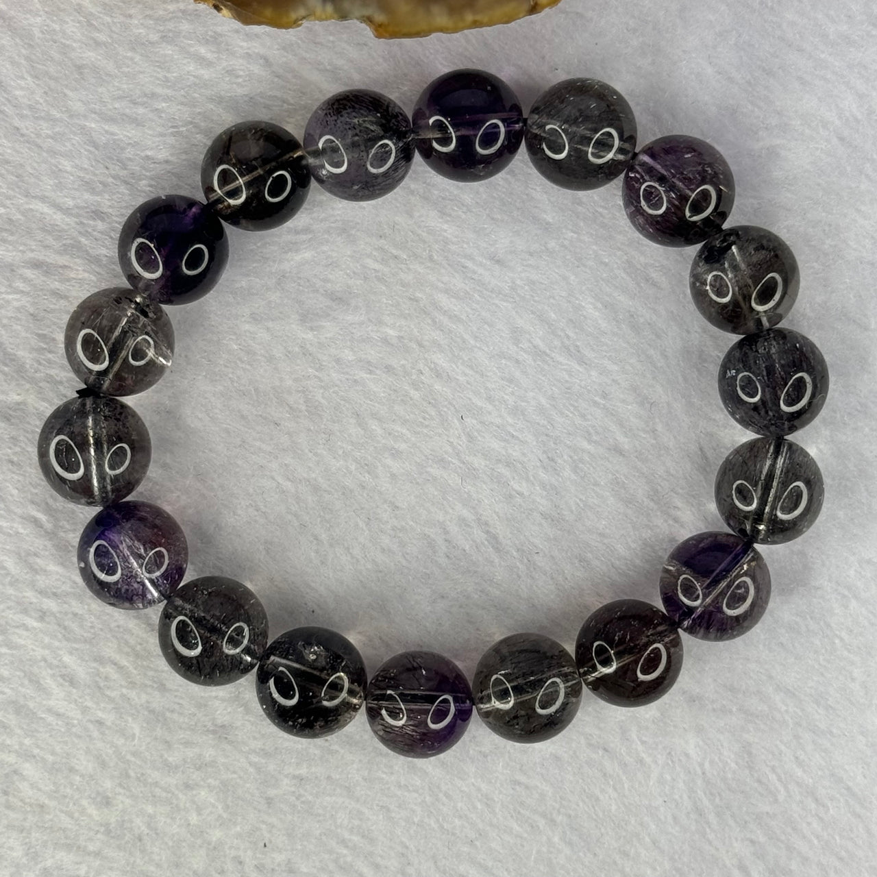 Very Good Grade Natural Transparent Dark Black Super 7 Beads Bracelet 非常好的等级天然透明深黑色超级七珠手链 39.27g 18cm 11.8mm 18 Beads - Huangs Jadeite and Jewelry Pte Ltd