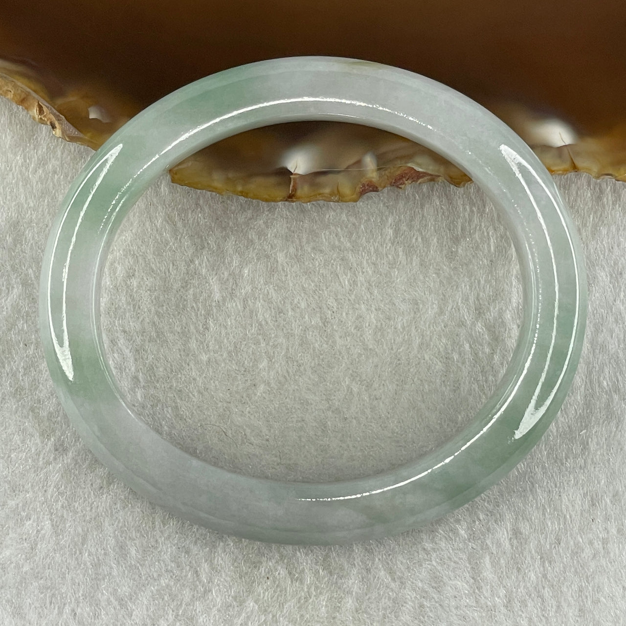 Type A Natural Light Green Jadeite Oval Bangle 34.44g Inner Diameter 52.2mm 9.2 by 8.0mm (Internal Lines) - Huangs Jadeite and Jewelry Pte Ltd