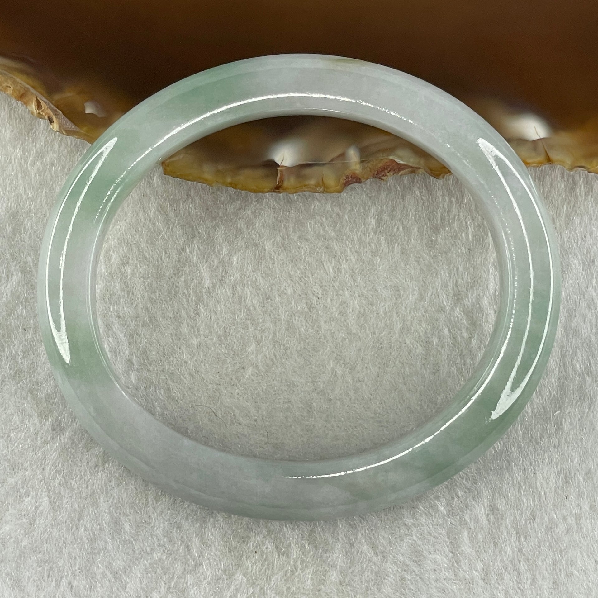 Type A Natural Light Green Jadeite Oval Bangle 34.44g Inner Diameter 52.2mm 9.2 by 8.0mm (Internal Lines) - Huangs Jadeite and Jewelry Pte Ltd