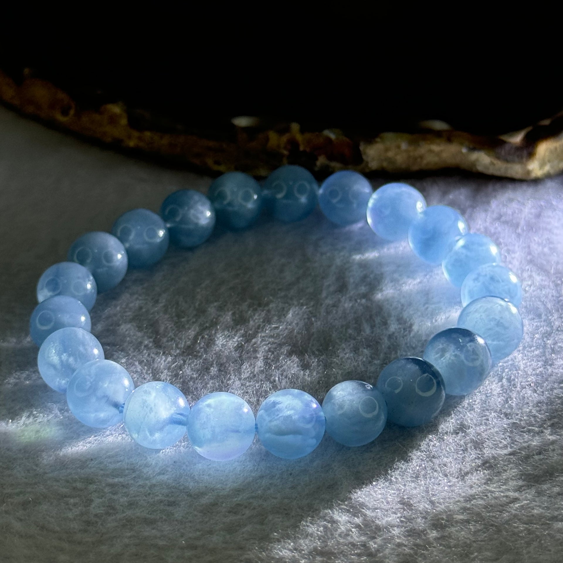 Natural Aquamarine Beads Bracelet 23.56g 16.5cm 9.4mm 21 Beads - Huangs Jadeite and Jewelry Pte Ltd
