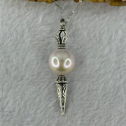 Natural Large White Pearl Demon Subduing Dagger S925 Silver Pendant in S925 Sliver Necklace 8.39g 14.2mm - Huangs Jadeite and Jewelry Pte Ltd