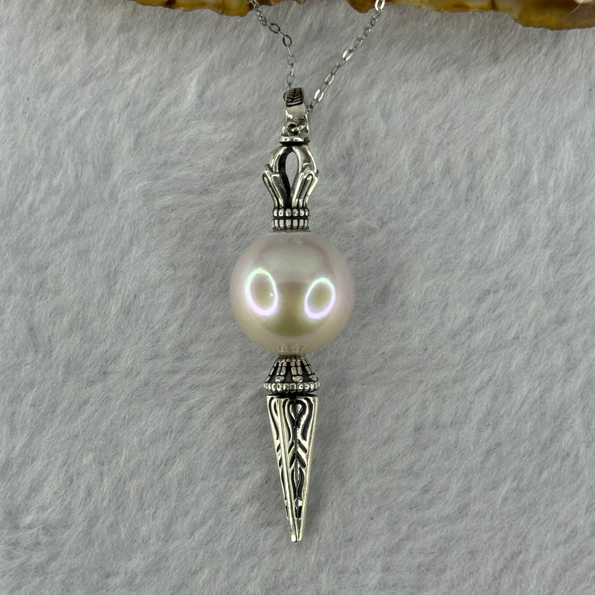 Natural Large White Pearl Demon Subduing Dagger S925 Silver Pendant in S925 Sliver Necklace 8.39g 14.2mm - Huangs Jadeite and Jewelry Pte Ltd