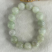 Type A Light Green Light Lavender Jadeite Beads Bracelet 81.20g 17cm 14.9mm 15 Beads (Slight Internal Lines) - Huangs Jadeite and Jewelry Pte Ltd