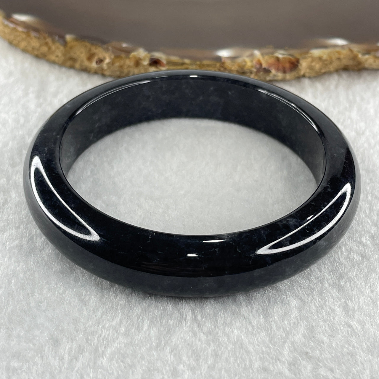 Type A Opaque Wuji Black Jadeite Bangle 60.74g  Internal Diameter 57.6mm 12.8 by 8.7mm - Huangs Jadeite and Jewelry Pte Ltd