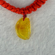 Natural Golden Yellow Amber Comb Charm in Red String Bracelet 2.57g Adjustable Size 17.1 by 11.5 by 3.3mm - Huangs Jadeite and Jewelry Pte Ltd