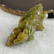 Grand Master Type A Yellow with Green Jadeite Flying Pixiu Pendant 102.1g 34.4 by 33.0 by 20.2mm - Huangs Jadeite and Jewelry Pte Ltd