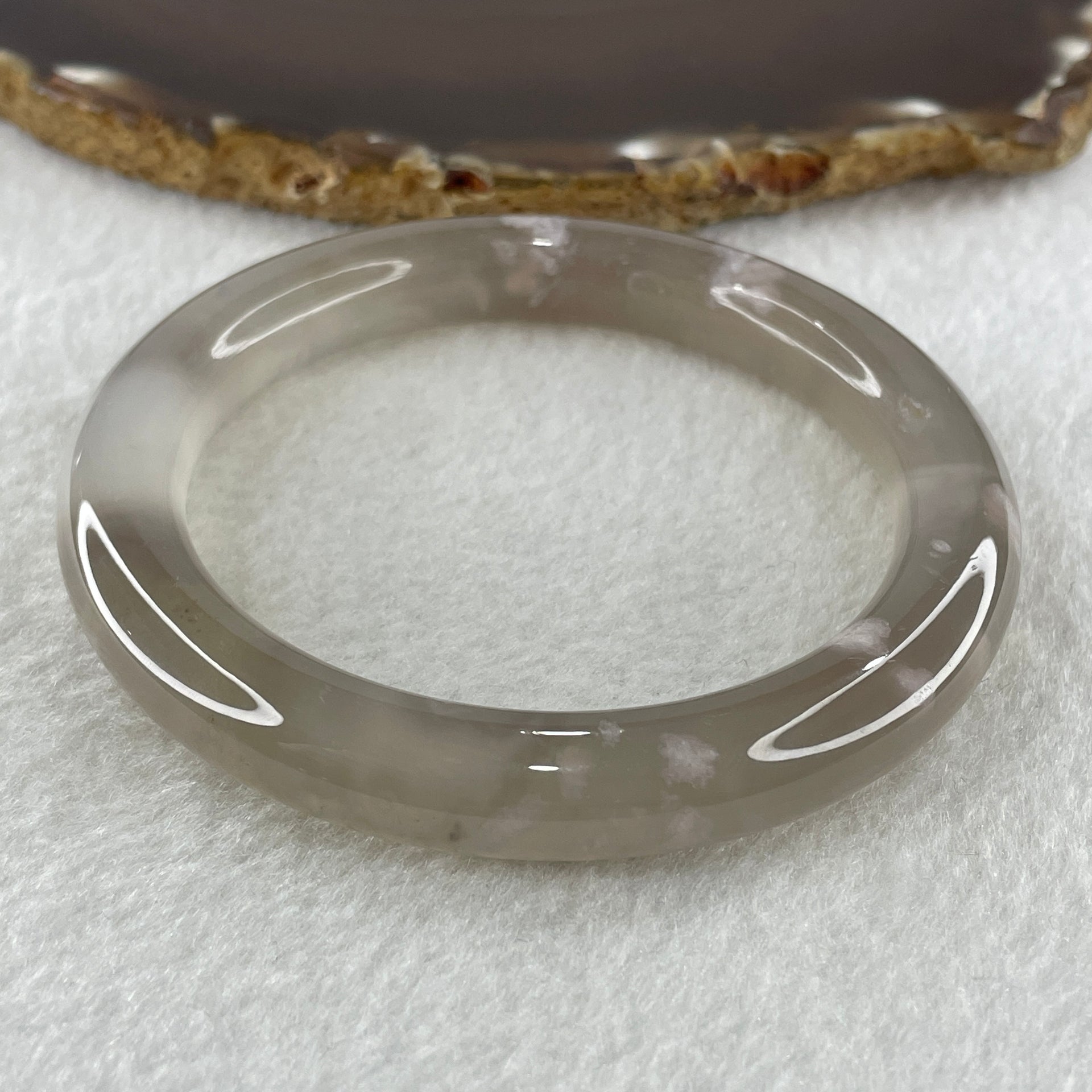 Natural Greyish Purple Agate Bangle 47.52g Internal Diameter 59.2mm 10.4 by 10.6mm (Perfect) - Huangs Jadeite and Jewelry Pte Ltd