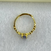 Blue Cubic Zirconia in Sliver Gold Color Ring (Adjustable Size) 1.44g 6.9 by 4.9 by 2.0mm - Huangs Jadeite and Jewelry Pte Ltd