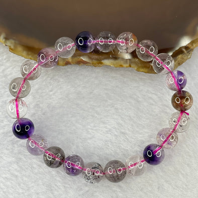 Above Average Grade Natural Super 7 Crystal Beads Bracelet 天然超级七水晶珠手链 19.47g 15.5mm 8.9mm 22 Beads - Huangs Jadeite and Jewelry Pte Ltd