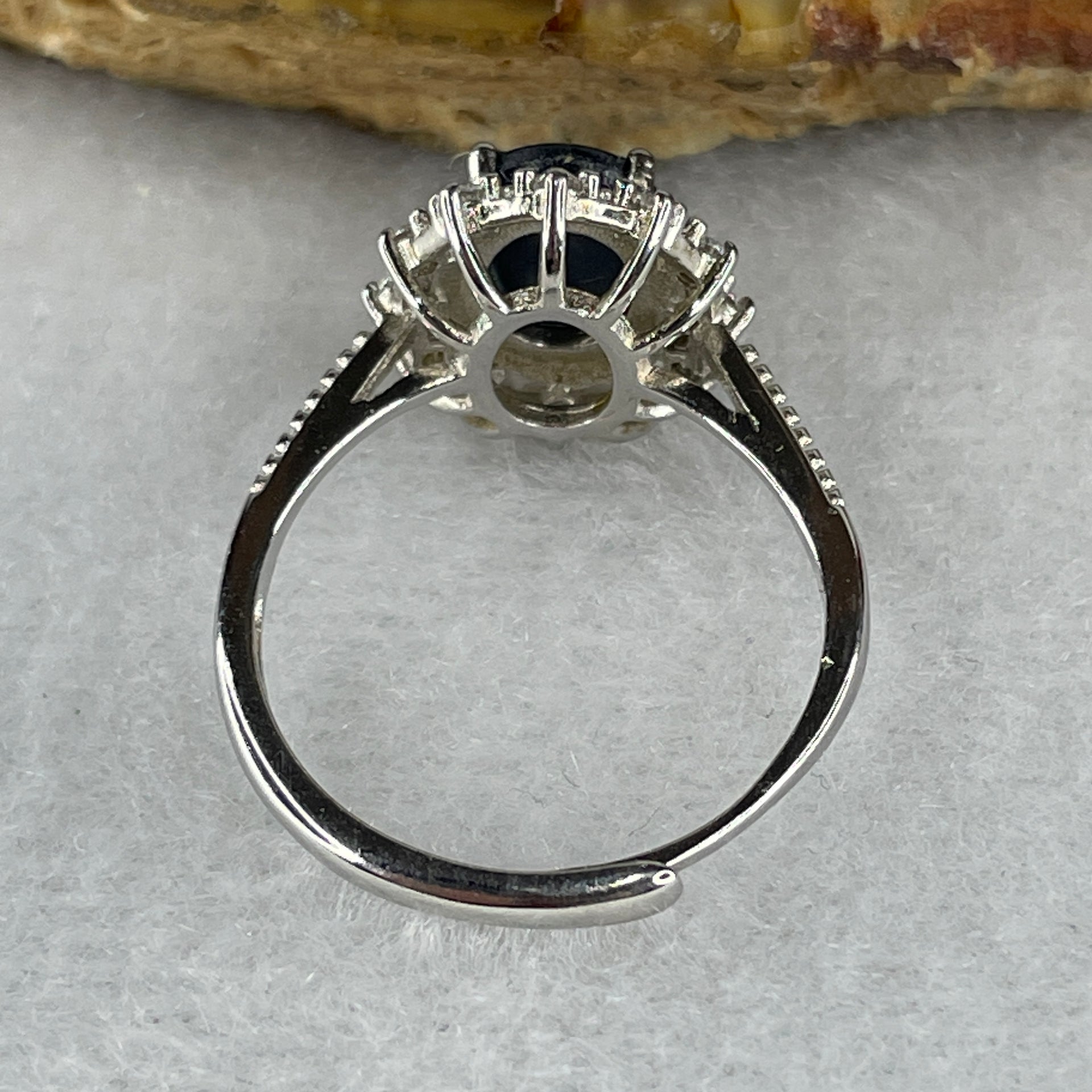Natural-Synthetic-Blue-Star-Sapphire-with-Cubic-Zirconia-in-S925-Sliver-Ring-2.45g-9.3-by-6.8-by-3.5mm-(Adjustable-Size)