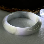Type A Translucent Faint Blueish Green with Patches of Light Grey and Faint Lavender Jadeite Bangle Internal Diameter 56.95mm 344.09cts 69.22g 14.6 by 8.9mm With NGI Cert No 32886054 (Very Slight Internal Line) - Huangs Jadeite and Jewelry Pte Ltd