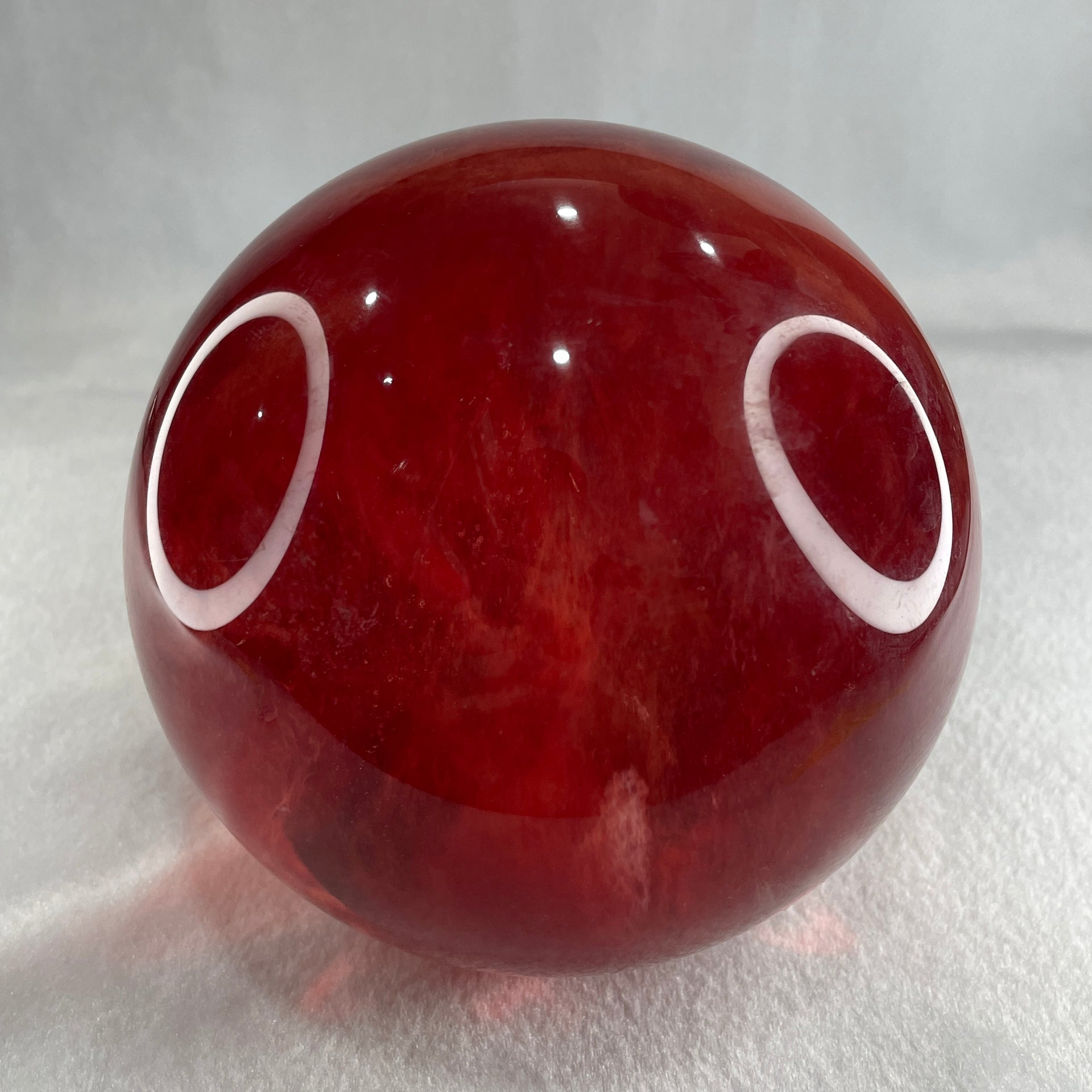 Red Cherry Quartz Sphere Ball with Wooden Stand Display 2,400.3g 125.0 by 170.0mm - Huangs Jadeite and Jewelry Pte Ltd