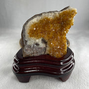 Natural Citrine Quartz Irregular Shape Display in Wooden Stand 647.0g 126.5 by 93.0 by 131.0mm - Huangs Jadeite and Jewelry Pte Ltd