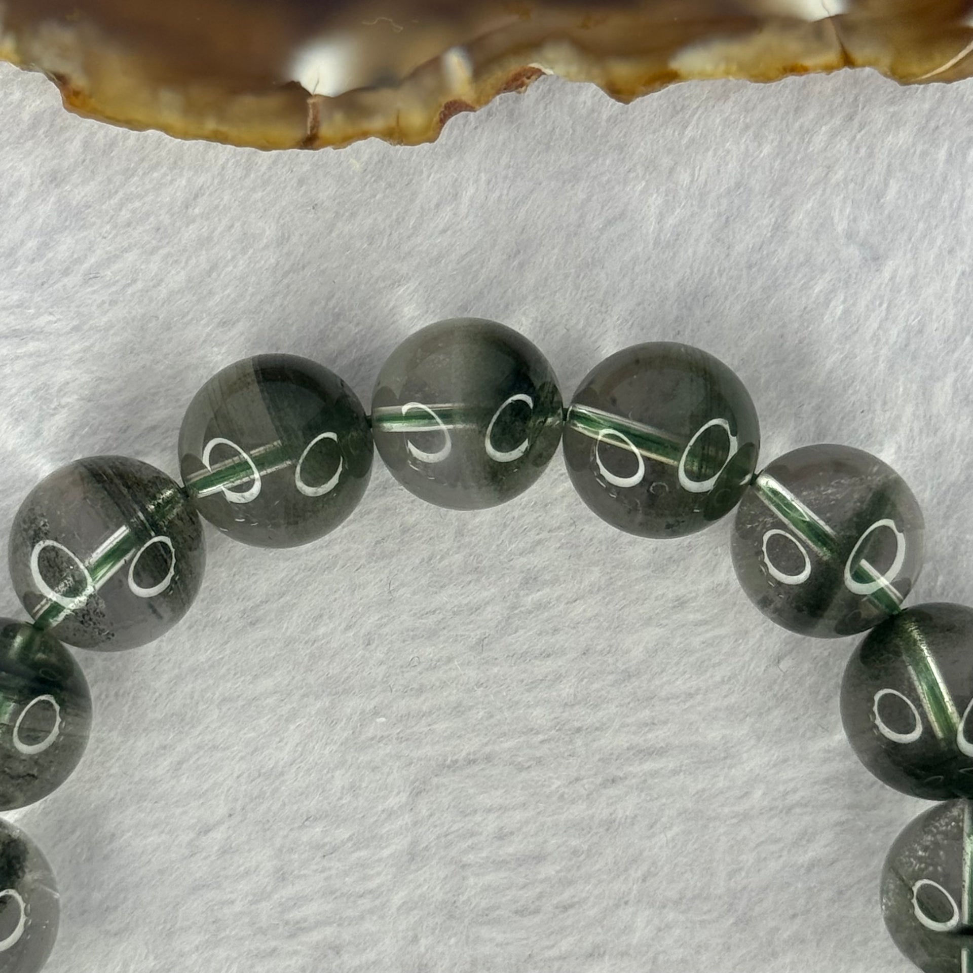 Very Good Grade Natural Green Phantom Quartz Beads Bracelet 52.70g 19cm 13.3mm 16 Beads - Huangs Jadeite and Jewelry Pte Ltd