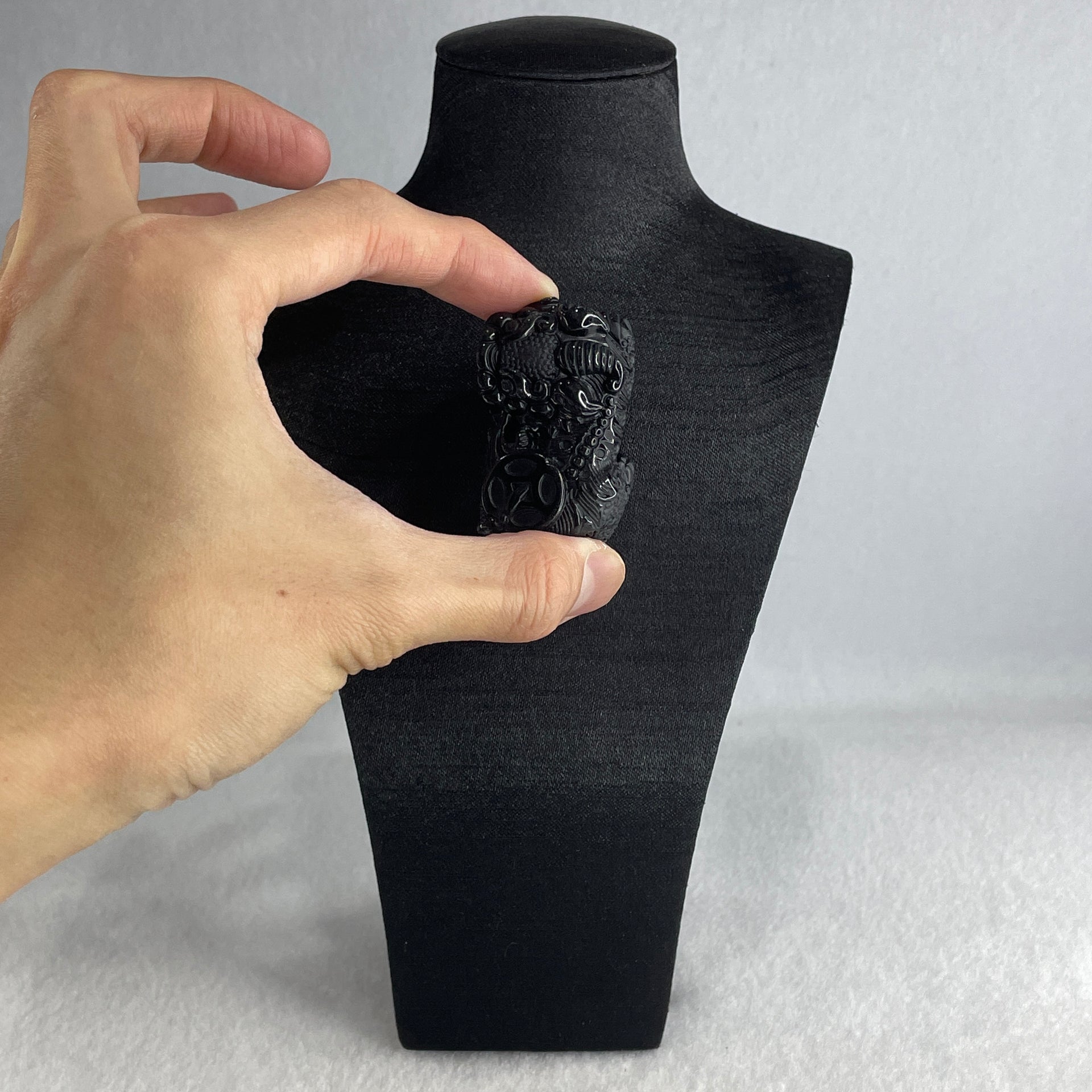 Certified Natural Type A Black Omphacite Jadeite Pixiu pair Pendant Each About 62.82g 49.5 by 28.0 by 21.6mm And 58.24g 50.2 by 28.5 by 19.9mm - Huangs Jadeite and Jewelry Pte Ltd
