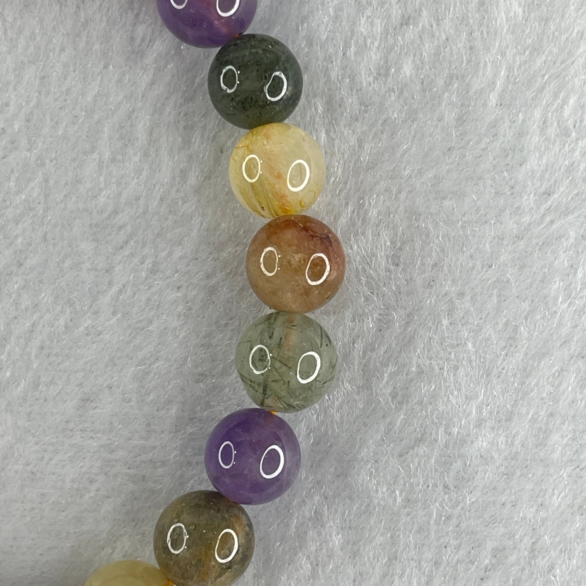 Natural Multi Treasures Mixed Quartz Beads Bracelet 17.65g 15.5cm 8.5mm 23Beads - Huangs Jadeite and Jewelry Pte Ltd
