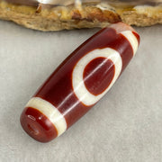 Natural Powerful Tibetan Old Oily Red White Agate One Eye Wood Element Dzi Bead Heavenly Master (Tian Zhu) 一眼木元素天珠 9.56g 37.7 by 12.9mm - Huangs Jadeite and Jewelry Pte Ltd