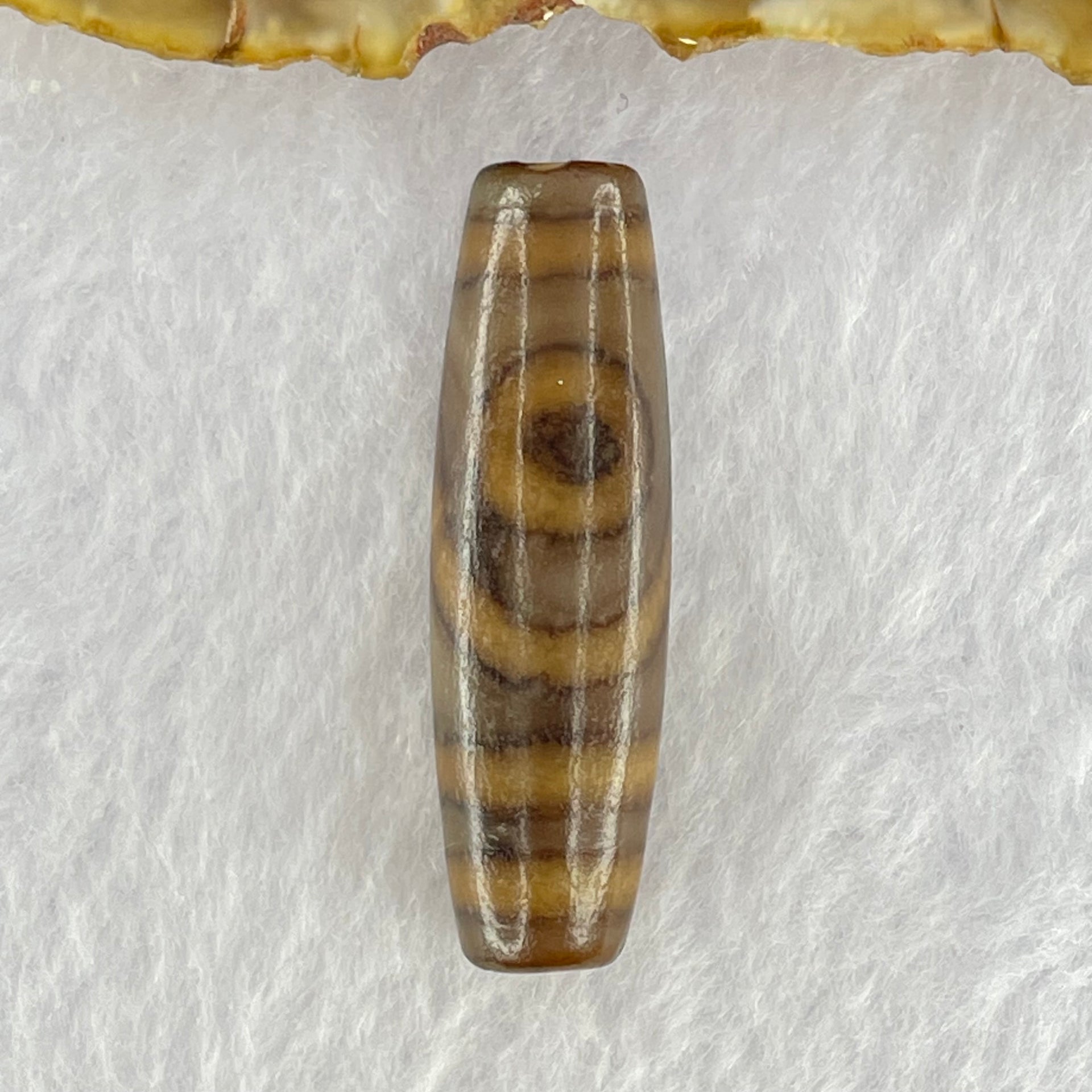 Natural Powerful Tibetan Old Oily Agate 2 Eyes Dzi Bead Heavenly Master (Tian Zhu) 二眼天诛 7.94g 38.9 by 11.6mm - Huangs Jadeite and Jewelry Pte Ltd