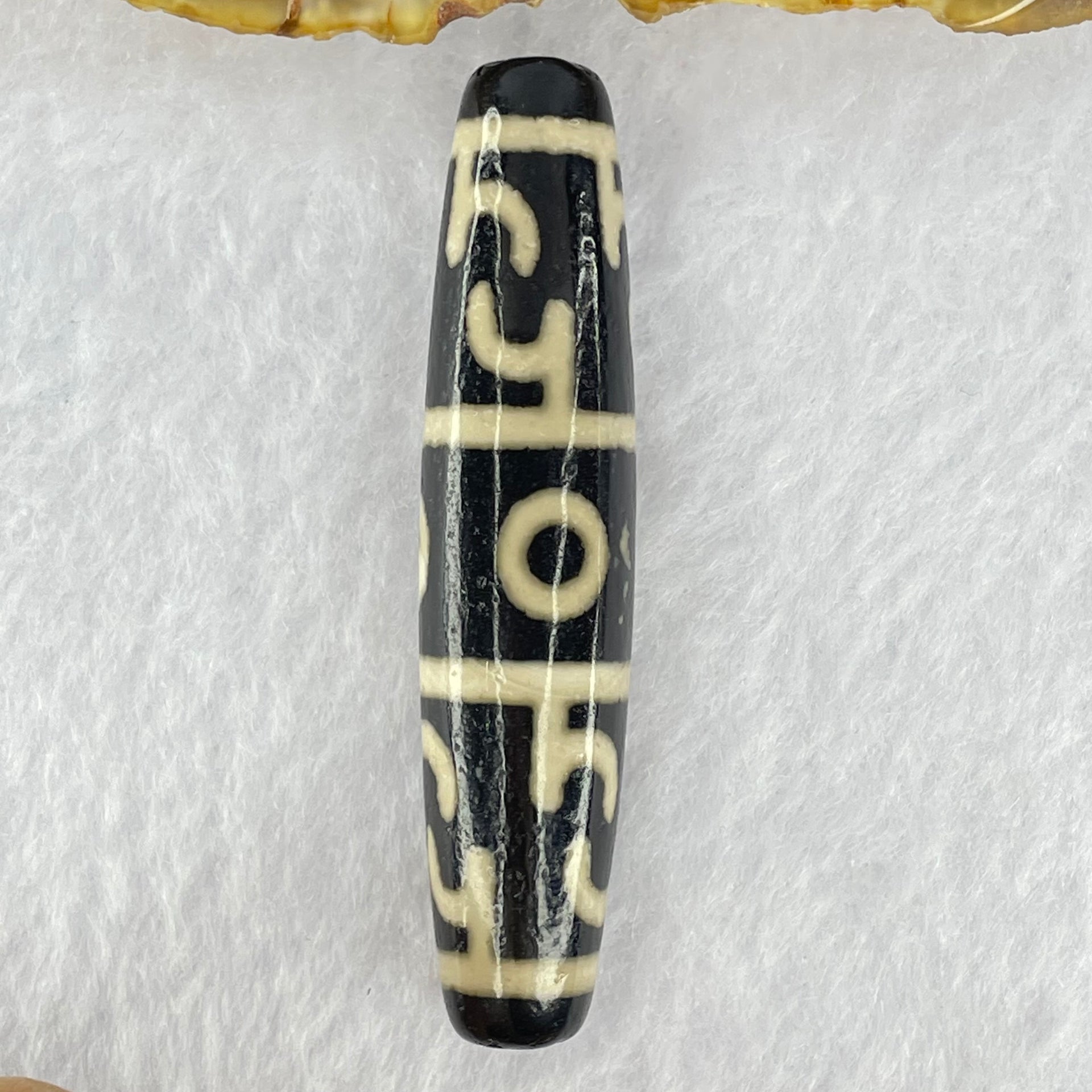 Natural Powerful Tibetan Old Oily Agate 3 Eyed Dharma Vajra Dzi Bead Heavenly Master (Tian Zhu) 三眼金刚杵天珠 15.44g 59.2 by 13.1mm - Huangs Jadeite and Jewelry Pte Ltd