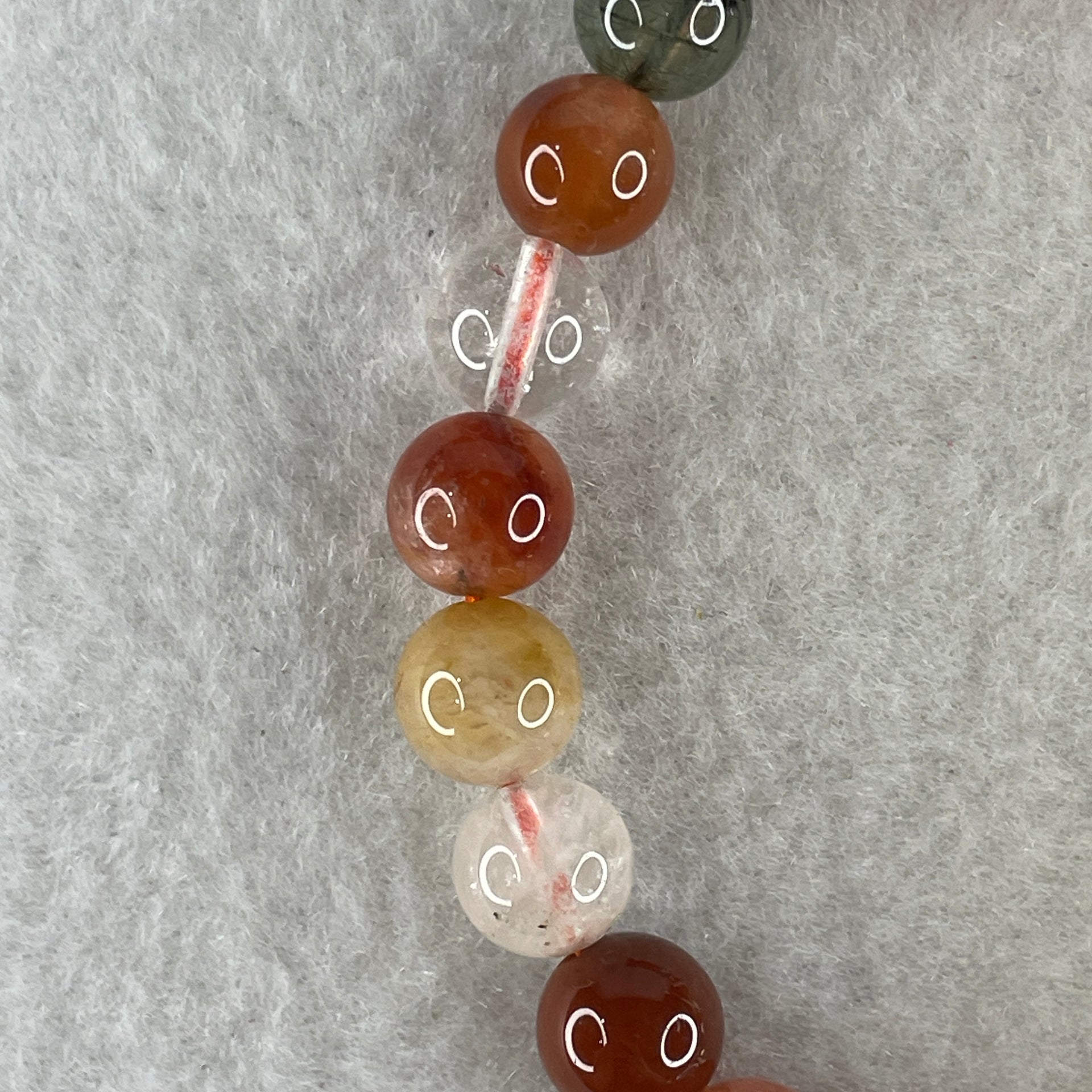 Natural Multi treasures Quartz Beads Bracelet 17.08g 15.5cm 8.3mm 23Beads - Huangs Jadeite and Jewelry Pte Ltd