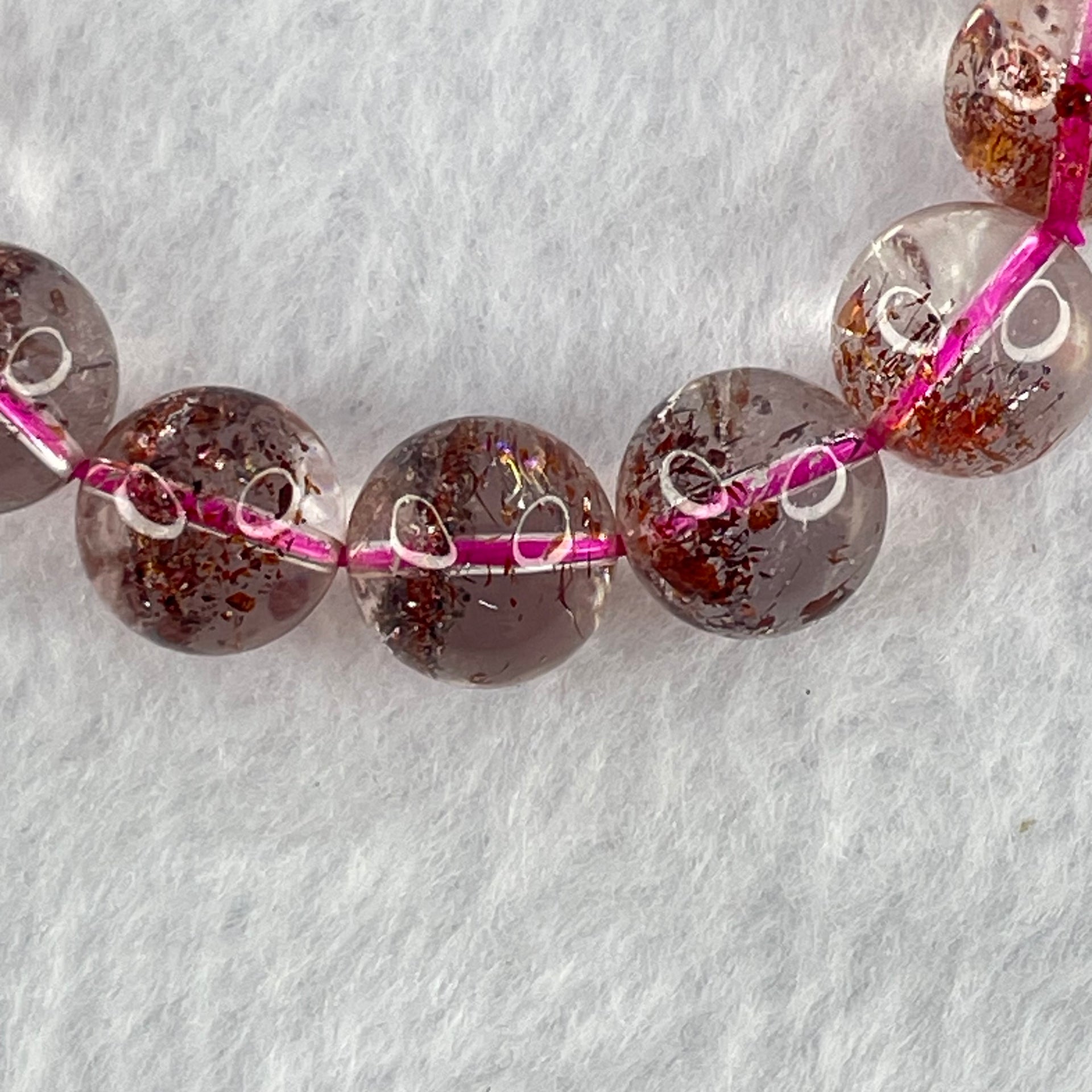 Good Grade Natural Strawberry Quartz Beads Bracelet 28.73g 15cm 10.9mm 17 Beads - Huangs Jadeite and Jewelry Pte Ltd