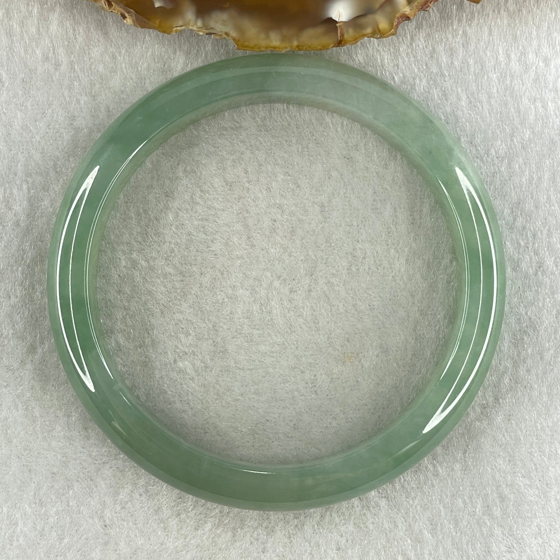 Natural Type A Jelly Green with White Patches Jadeite Bangle 36.02g Inner Diameter 52.1mm 12.7 by 6.2mm (Internal Line) - Huangs Jadeite and Jewelry Pte Ltd