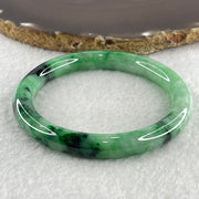 Certified Natural Type A Apple Green with Dark Green Piao Hua Jadeite Bangle 40.90g Internal Diameter 57.4mm 9.0 by 8.8mm (Very Very Slight External Rough) - Huangs Jadeite and Jewelry Pte Ltd