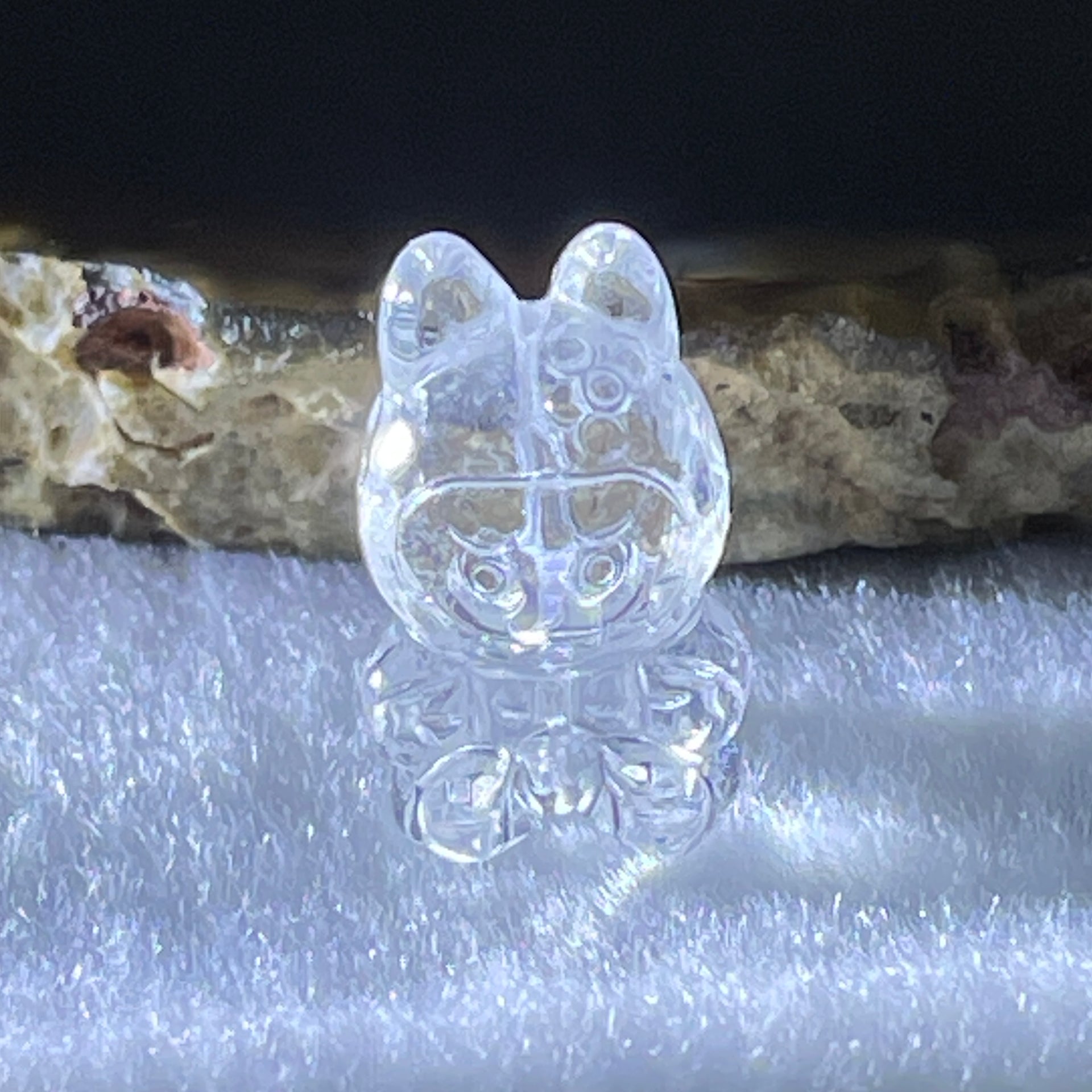 Natural Clear Quartz Labubu Charm Display 3.08g 19.2 by 1.9 by 10.4mm - Huangs Jadeite and Jewelry Pte Ltd