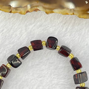 Natural Dark Blood Red Amber Cubes Bracelet 天然血珀手链 4.89g 15.5cm 6.3mm 22 Beads - Huangs Jadeite and Jewelry Pte Ltd