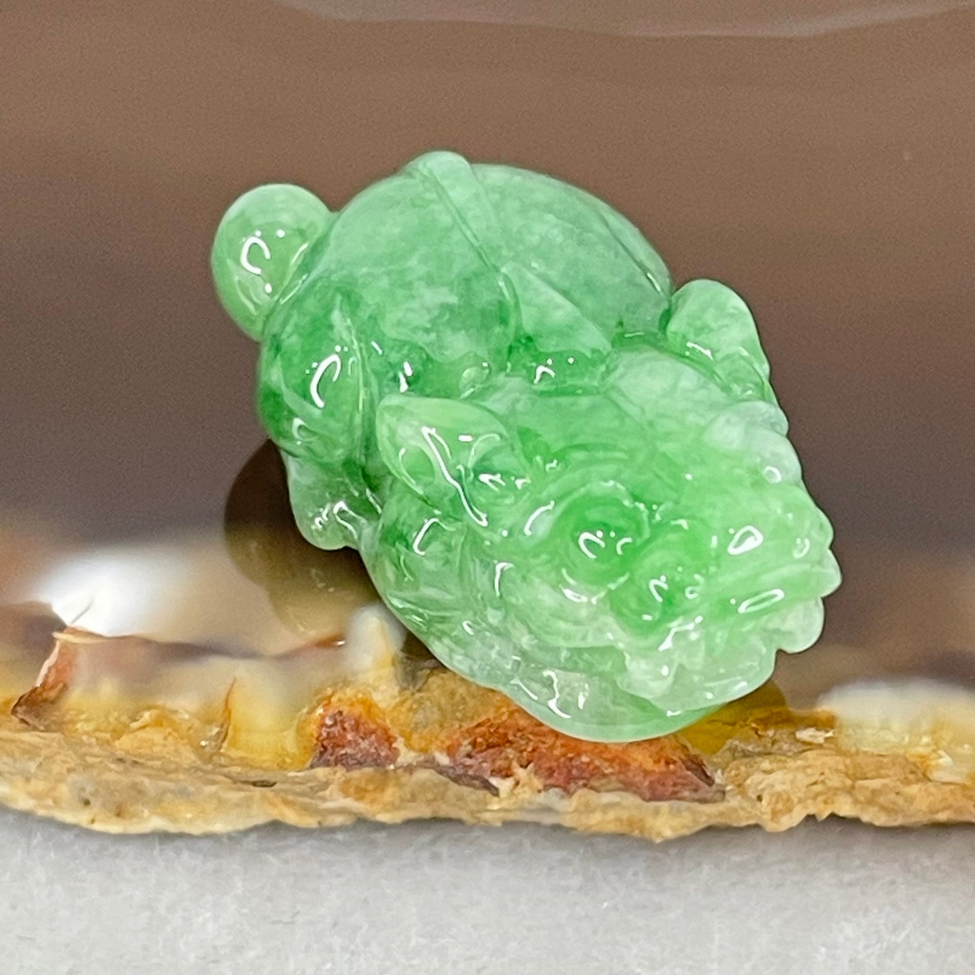 Type A Full Green Jadeite Pixiu Pendant Charm 6.42g 25.4 by 14.4 by 10.1mm - Huangs Jadeite and Jewelry Pte Ltd