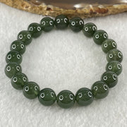 Good Grade Natural Cats Eye Green Rutilated Quartz Beads Bracelet 24.86g 16.5cm 9.8mm 20 Beads - Huangs Jadeite and Jewelry Pte Ltd