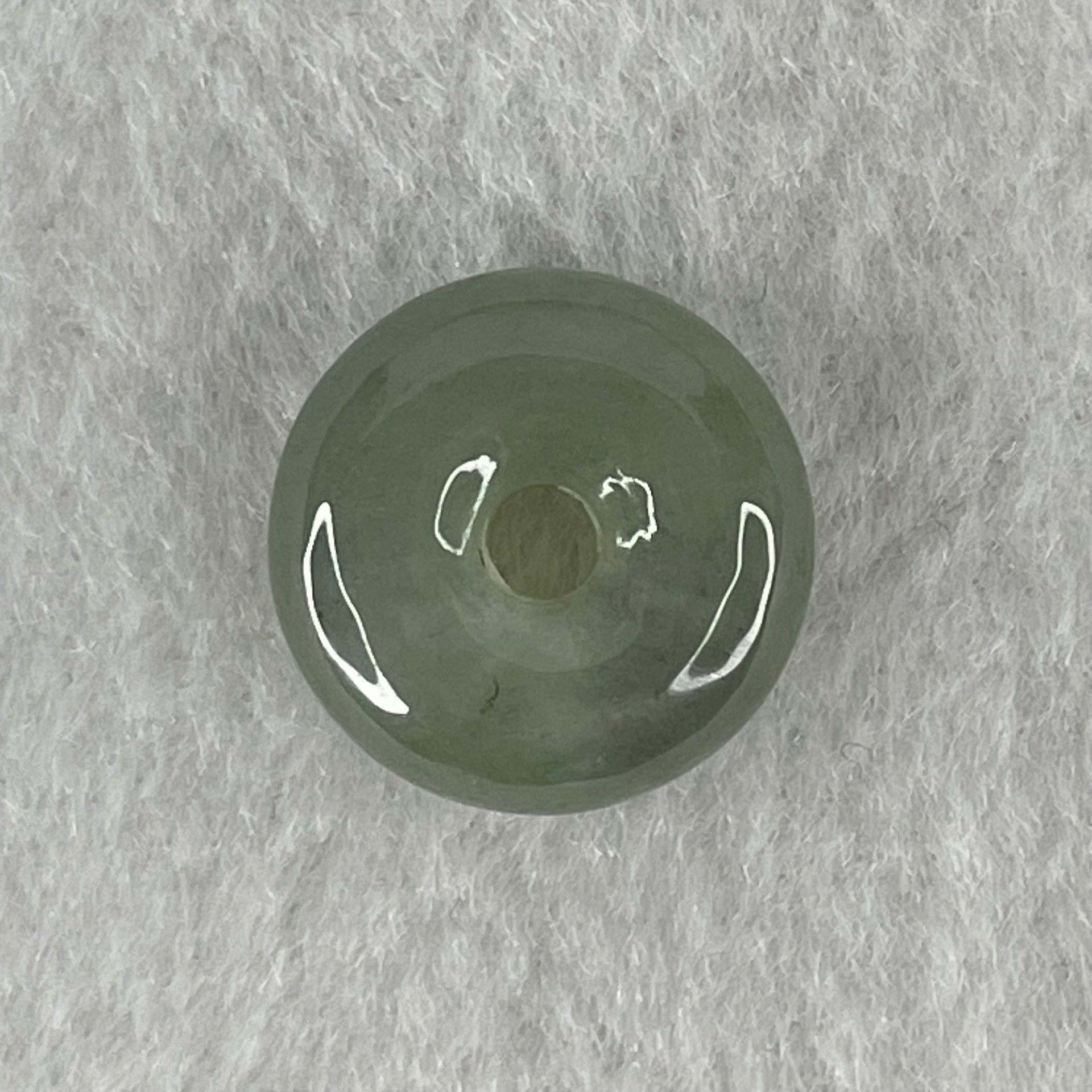 Type A Grey Jadeite Ping An Kou Donut Charm Pendant 3.28g 15.6 by 6.7mm - Huangs Jadeite and Jewelry Pte Ltd
