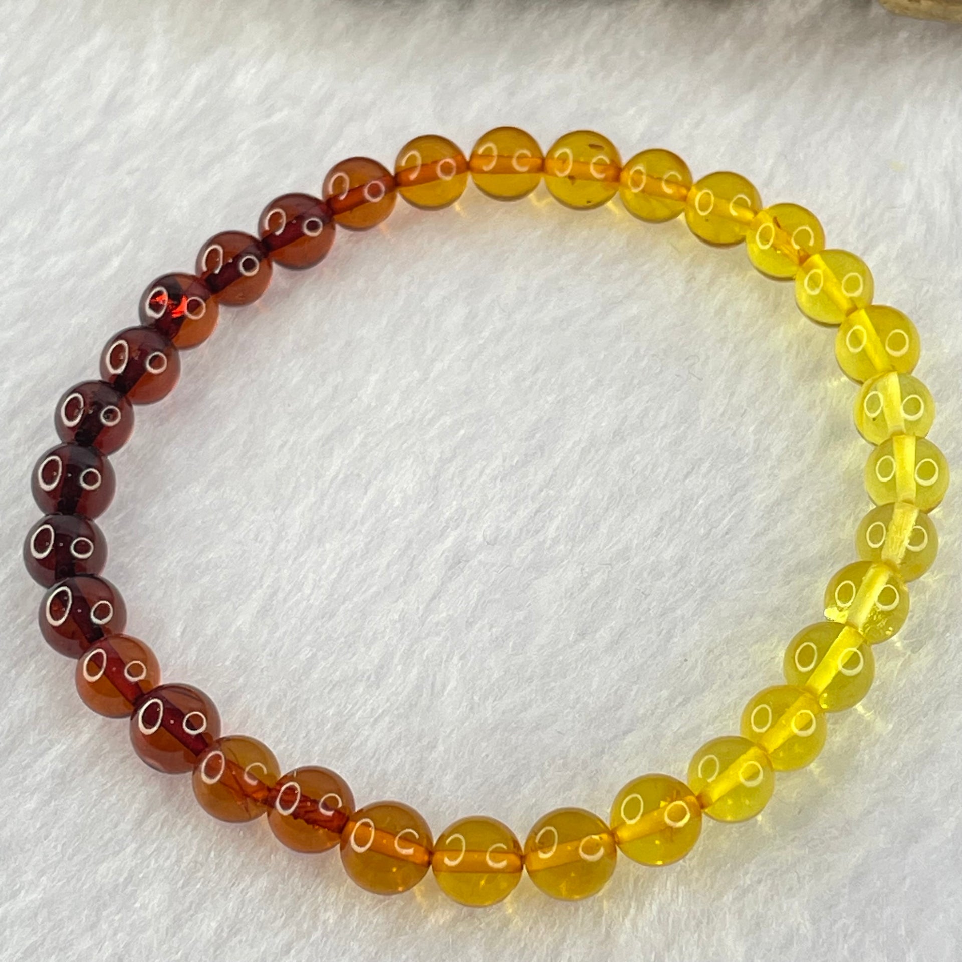 Natural Mixed Multi Color Amber Beads Bracelet 3.23g 15.5cm 5.8mm 32 Beads - Huangs Jadeite and Jewelry Pte Ltd