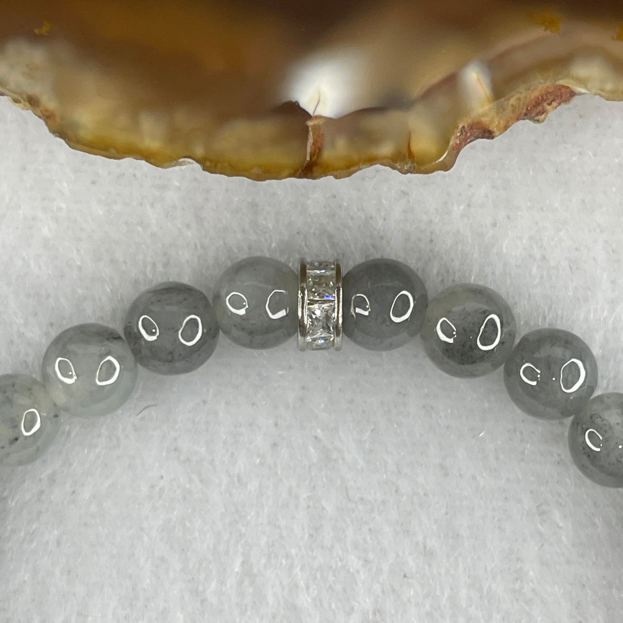 Natural Type A Wuji Grey Jadeite Bracelet | 15cm 5.9mm Round Genuine Charcoal Black-Grey Jade Bead Minimalist Strand (10.64g, 31 Beads)