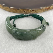 Natural Type A Jelly Green with Dark Green Piao Hua Jadeite Carp Fish with Coin Bracelet 37.48g 16cm 14.0 by 11.8mm - Huangs Jadeite and Jewelry Pte Ltd