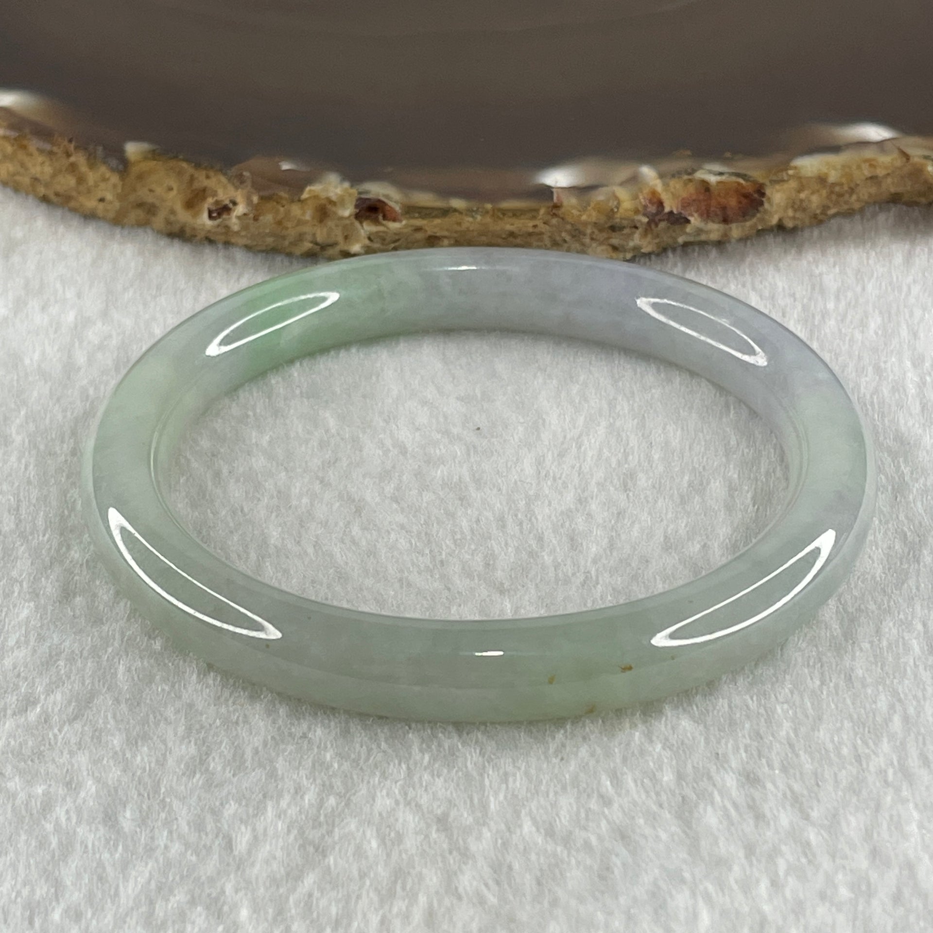 Type A Natural Light Green with Lavender Jadeite Oval Bangle 35.99g Inner Diameter 53.9mm 8.2 by 7.7mm (Very Very Slight Internal Line) - Huangs Jadeite and Jewelry Pte Ltd
