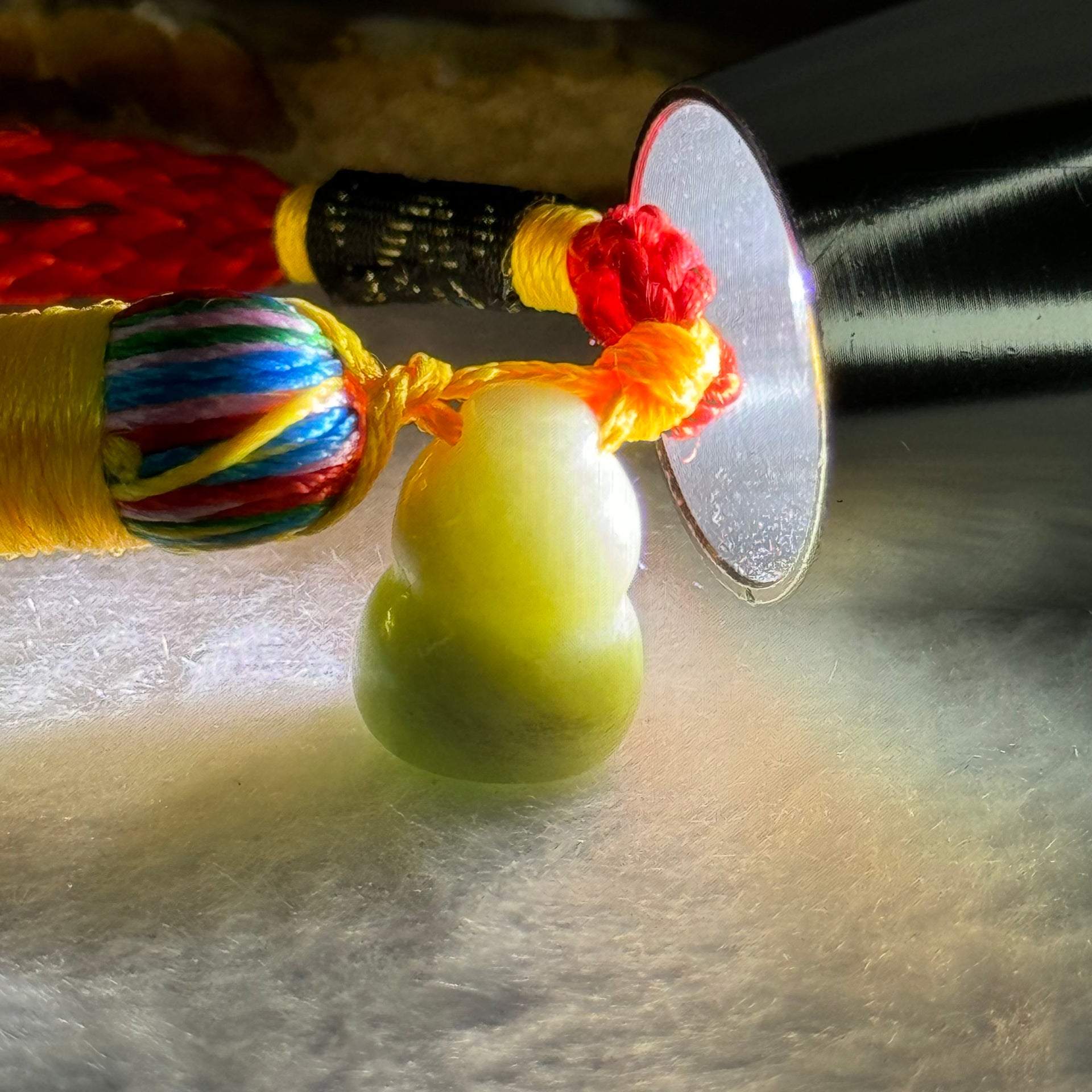 Type A Green Jadeite Hulu Charm Display 7.58g 13.9 by 10.8mm - Huangs Jadeite and Jewelry Pte Ltd