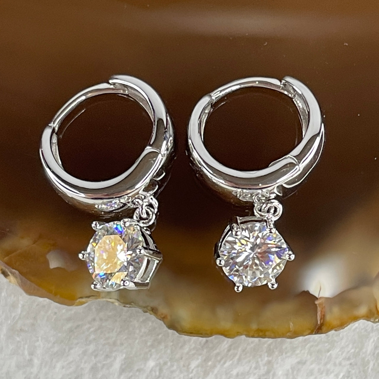 Certified 2ct Total Moissanite Stud Earrings S925 Silver - 1.0ct Each D Color Round Brilliant Cut Diamond Simulants - 4.76g Premium Studs 6.8x3.5mm