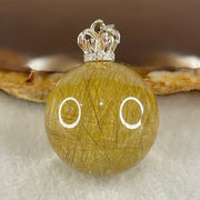Good Grade Natural Golden Rutilated Quartz Bead in S925 Silver with Cubic Zirconia Pendant 16.50g 22.4mm - Huangs Jadeite and Jewelry Pte Ltd