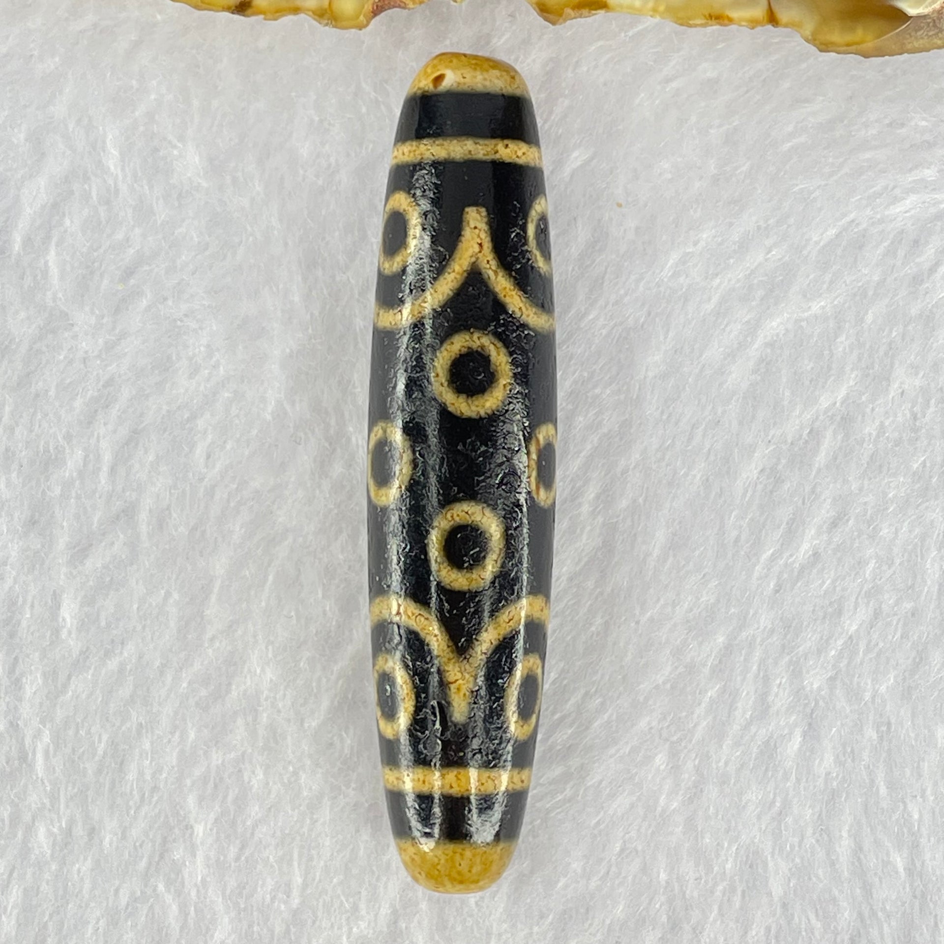 Natural Powerful Tibetan Old Oily Dark and Light Brown Agate 15 Eyes Dzi Bead Heavenly Master (Tian Zhu) 十五眼天诛 14.35g 58.1 by 13.1mm - Huangs Jadeite and Jewelry Pte Ltd