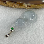 Natural Type A Semi Icy Lavender Jadeite Calabash Hulu Pendant in Stainless Steel Clasp 5.34g 33.6 by 17.8 by 6.2mm - Huangs Jadeite and Jewelry Pte Ltd