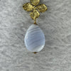Natural Blue Lace Agate in 925 silver in Rose Gold Color Pendent 3.13g 18.1 by 12.8 by 5.4mm - Huangs Jadeite and Jewelry Pte Ltd
